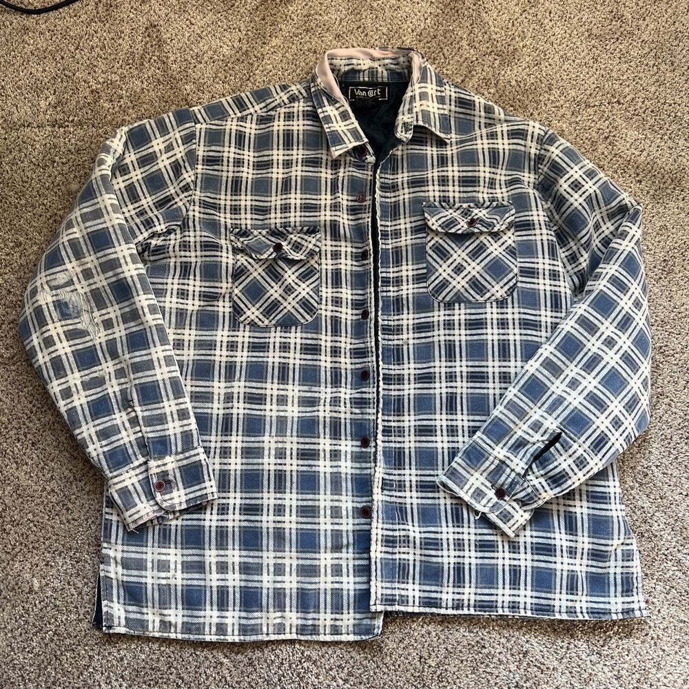 Vintage 70s Grunge Mens XL Van Cory Insulated Flannel Button Shirt Jacket USA